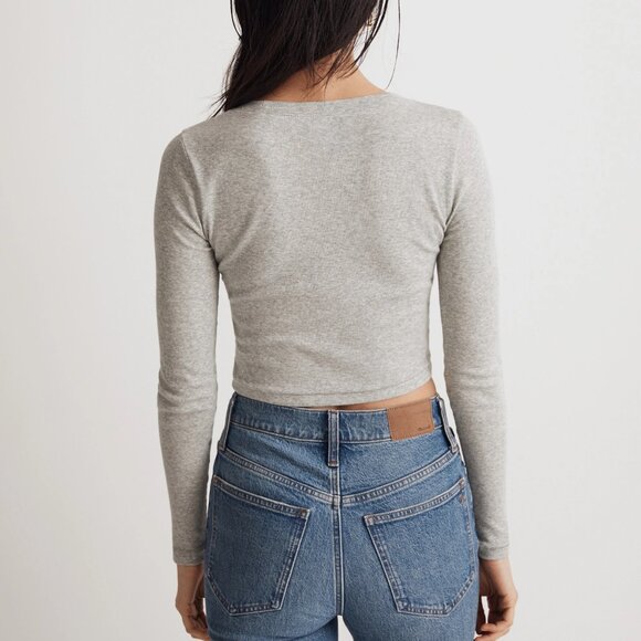 NWOT Madewell Fine Ribbed Supercrop Crewneck Long-Sleeve Tee - Picture 3 of 8
